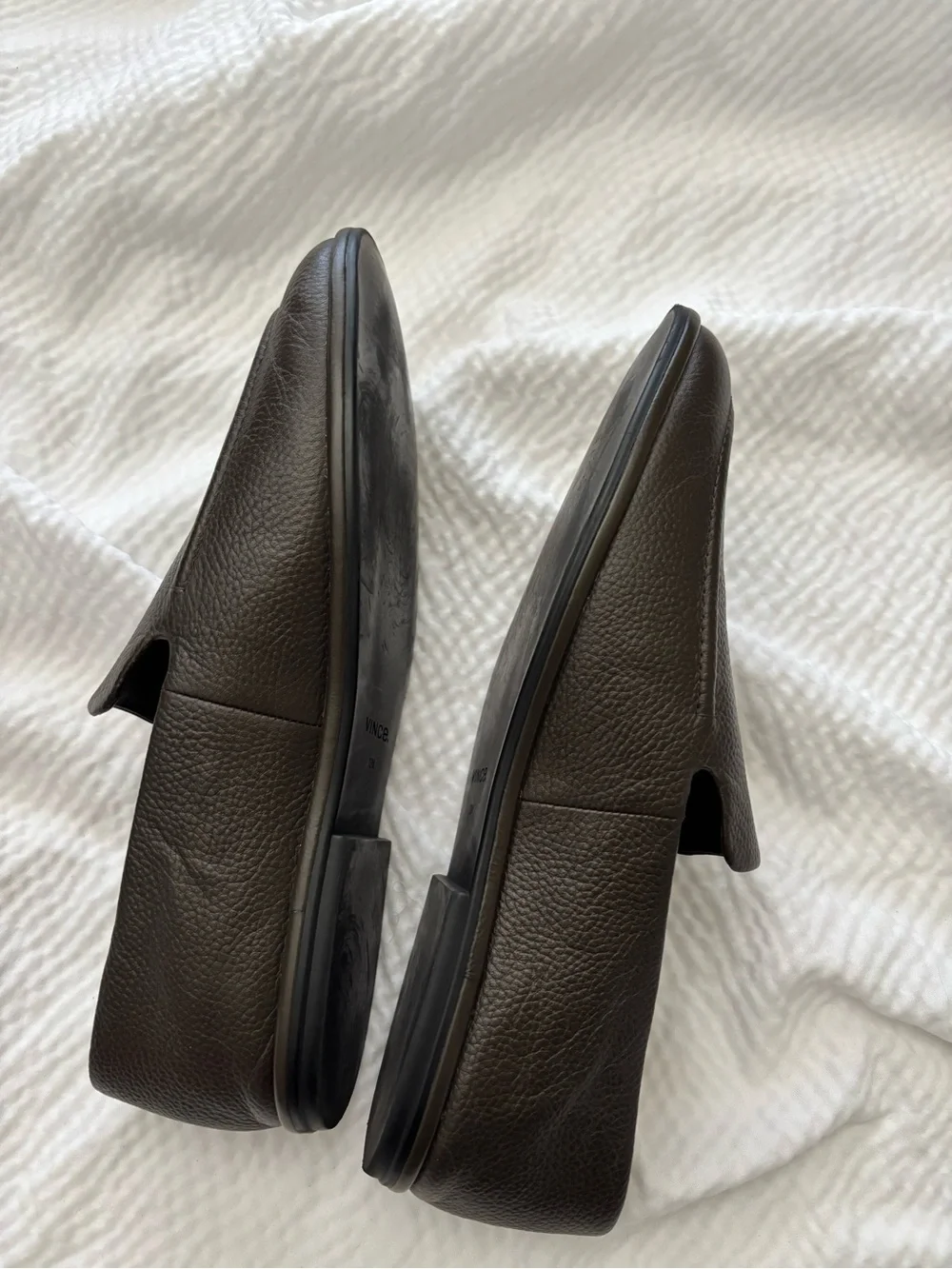 Vince Pebbled Chocolate Leather Hann Loafers